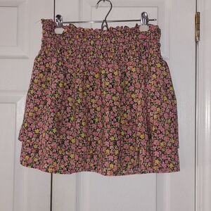 Vero Moda elastic waist floral print layered ellie short mini skirt Sz L  NWOT